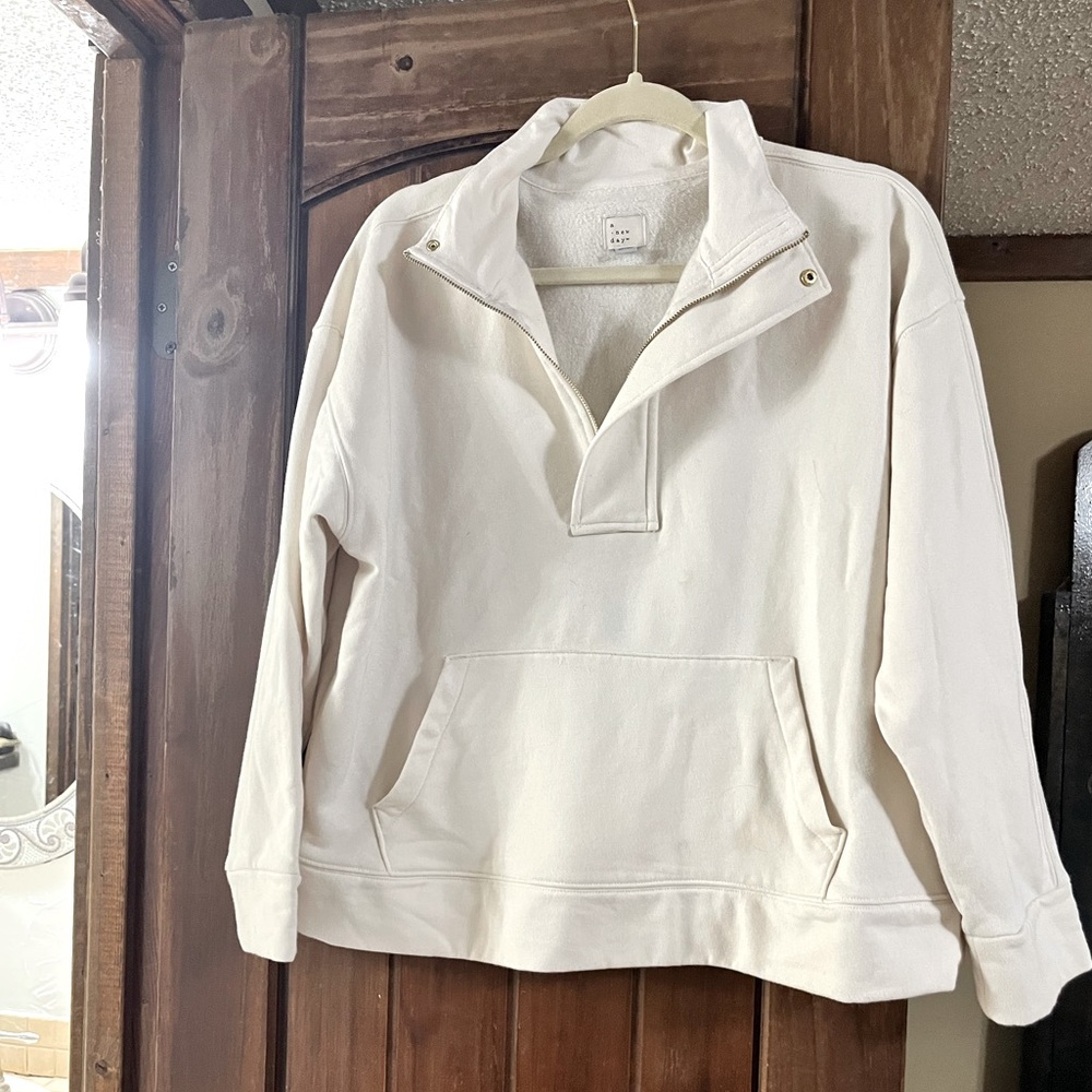Adorable target sweatshirt w/  trendy neck line with zipper! Too short for me!
